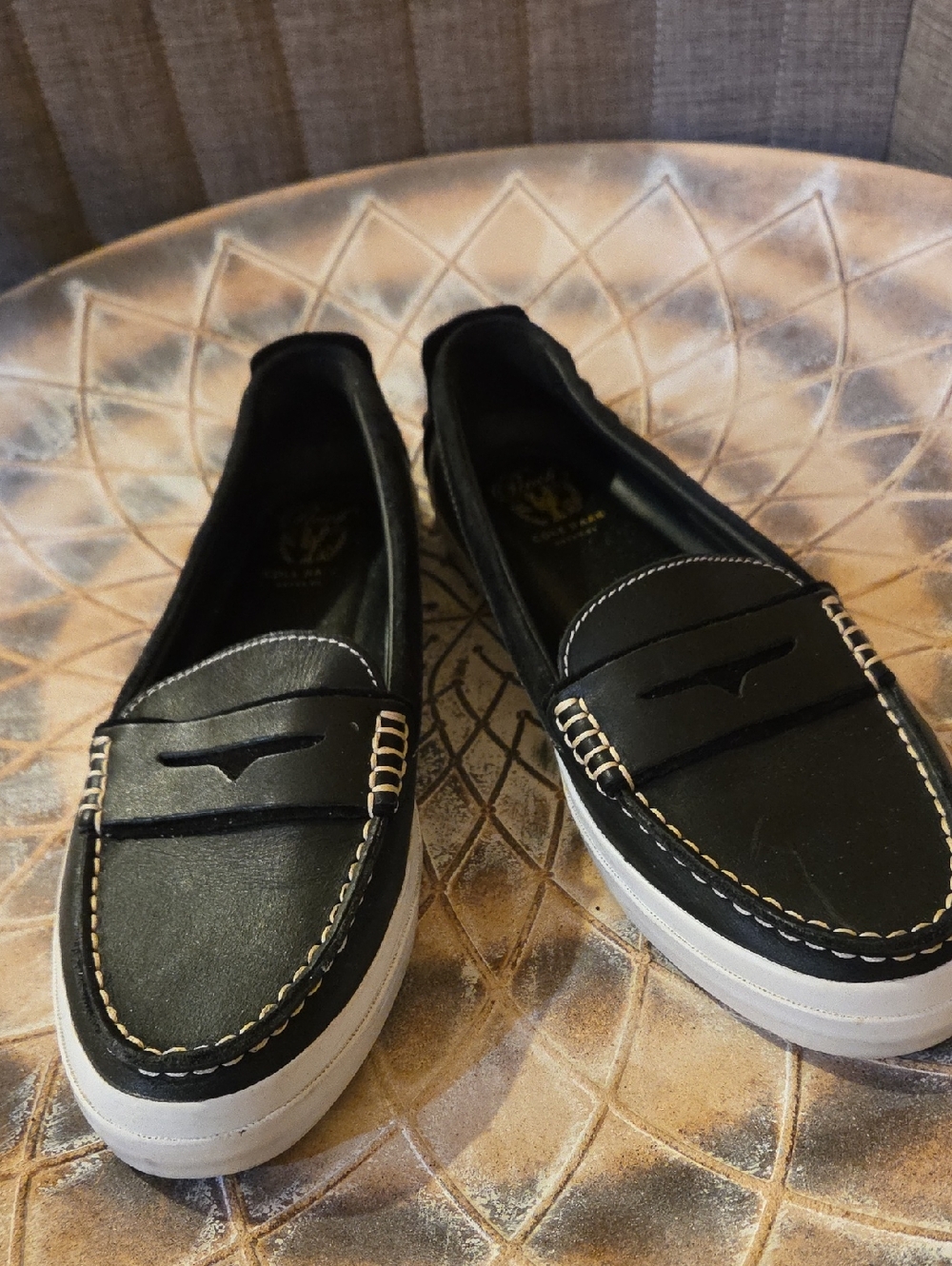 Cole Haan, New, Black , 'Pinch' Slip-On Loafers with White Sole, Size 9.5